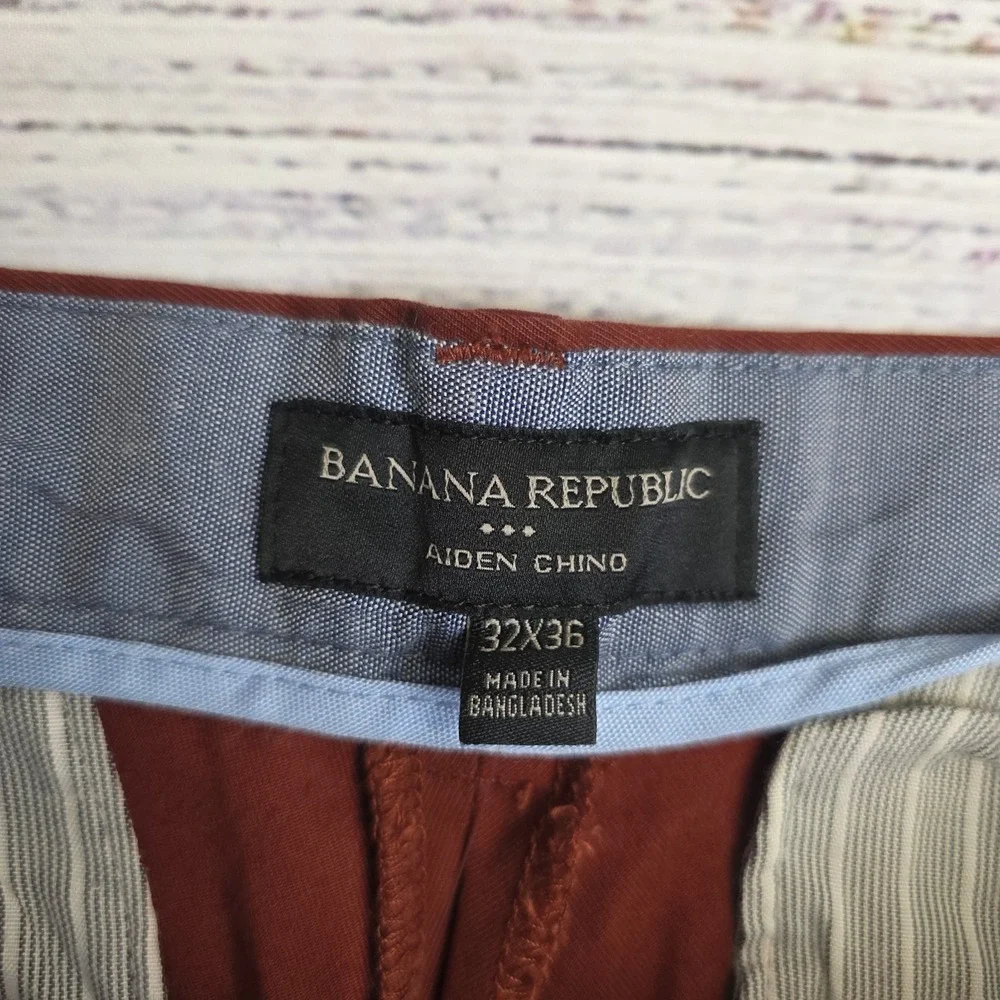 New Banana Republic Aiden Chino Pants‎ Mens 32x36 Measure 34x35 Slim Fit Orange
